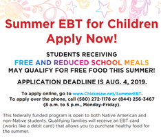 Chickasaw Nation Summer EBT for Children